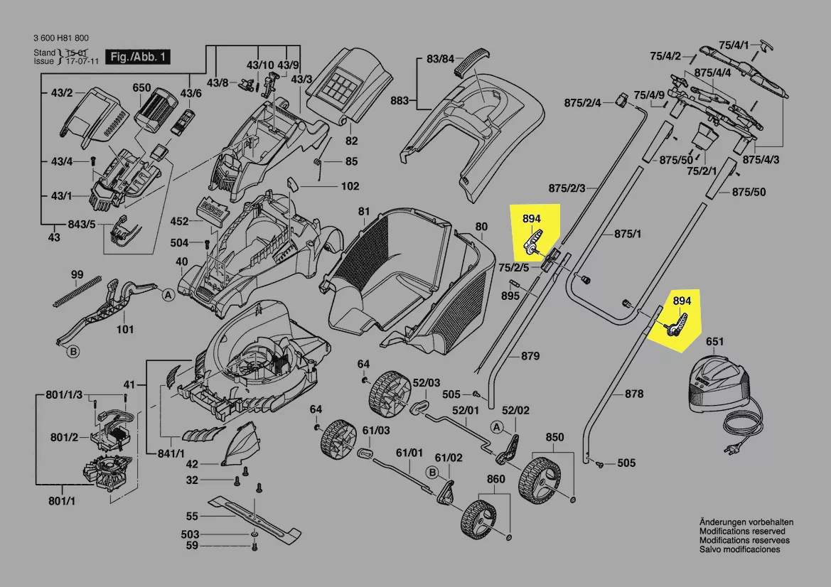 Serrage rapide guidon tondeuse à gazon BOSCH